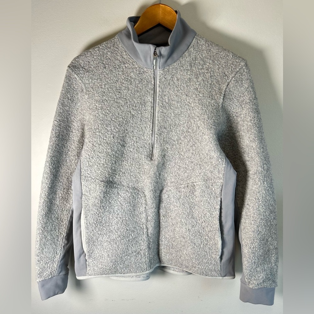 Lululemon Mens Tundra Trek Wool Sherpa Fleece Pullover 1/2 Zip Gray Size M EUC